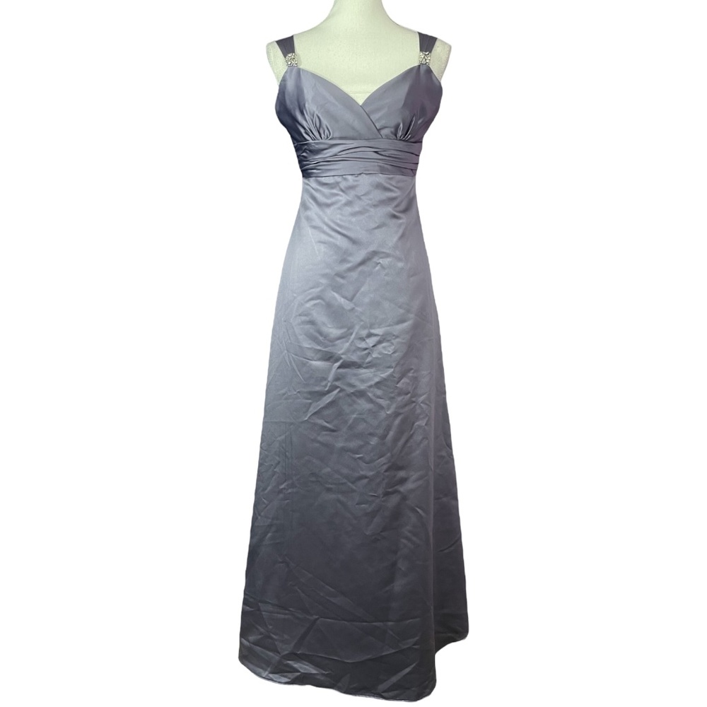 Alfred Angelo Lavender Gown 6 Satin Rhinestone Surplice Sweetheart Column Dress